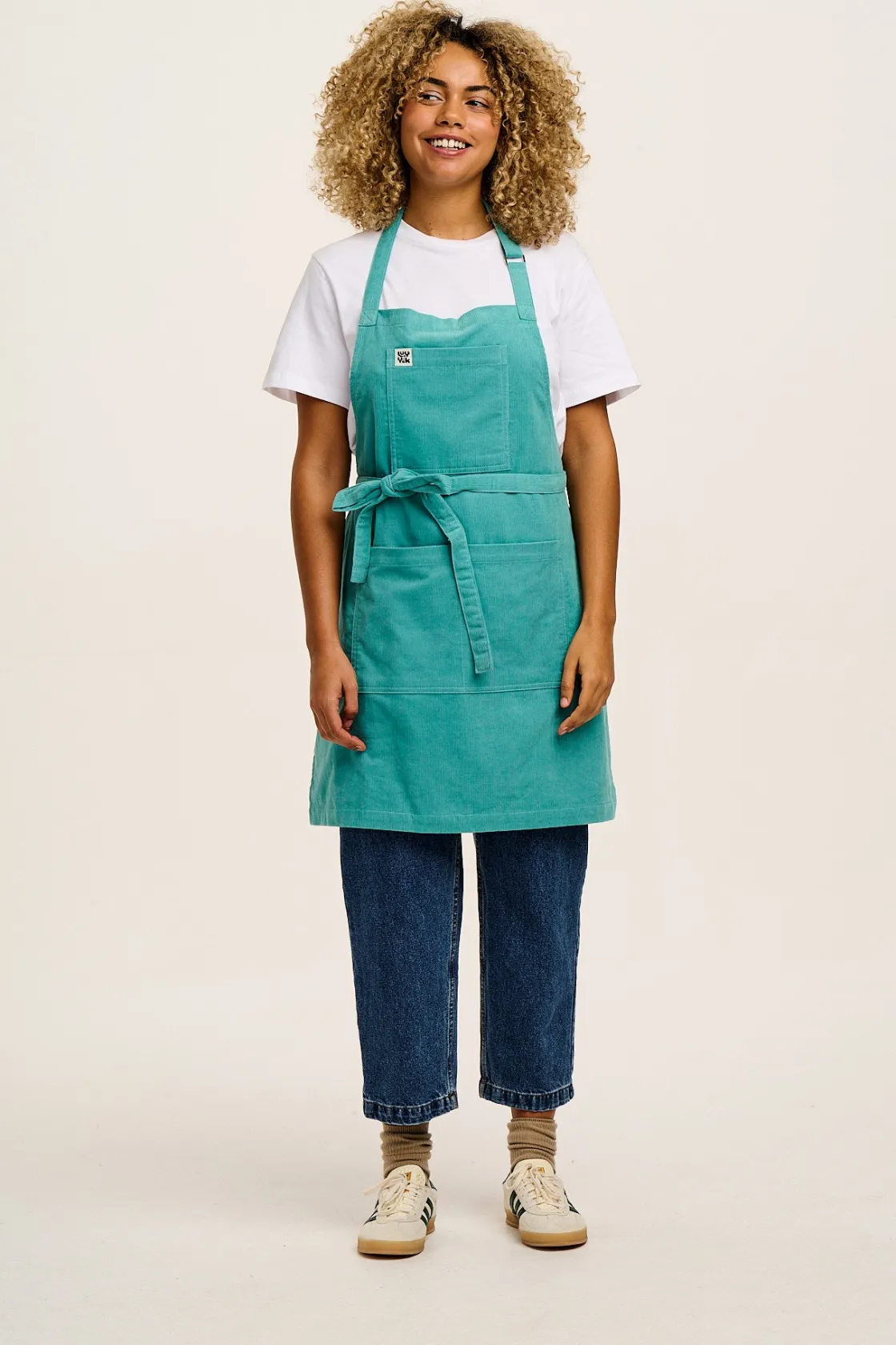 Lucy & Yak Ada - Corduroy Apron in Jade Green Hot