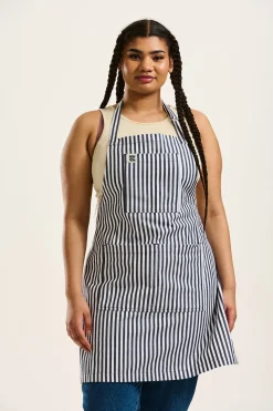 Lucy & Yak Ada - Cotton Apron in Black & White Stripes Hot