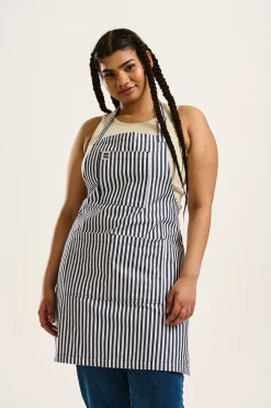 Lucy & Yak Ada - Cotton Apron in Black & White Stripes Hot