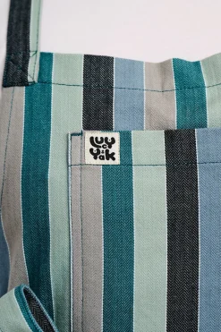 Lucy & Yak Ada - Cotton Apron in Herringbone Blue Stripe Print New