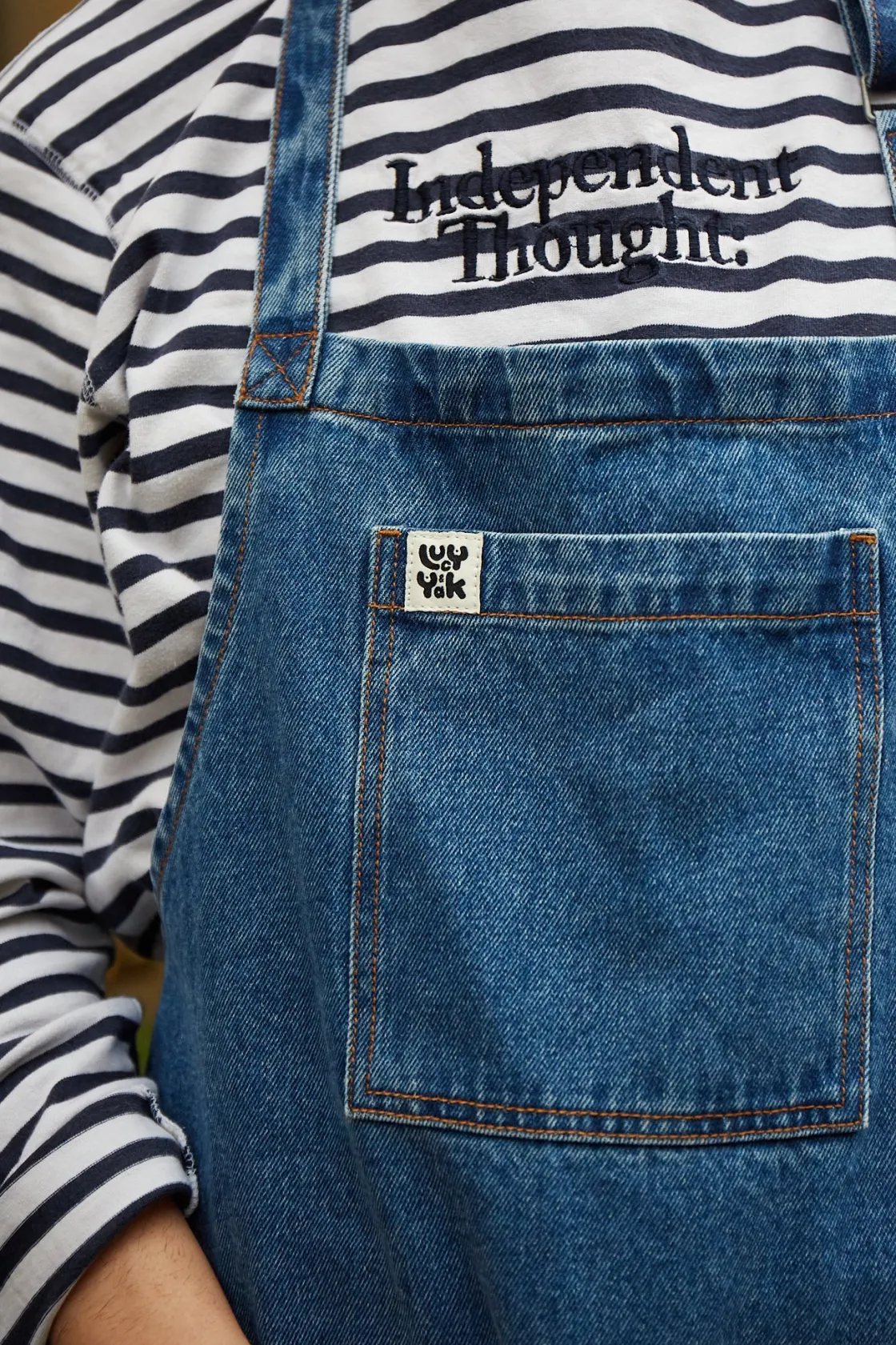 Lucy & Yak Ada - Denim Apron in Mid Wash Blue Best