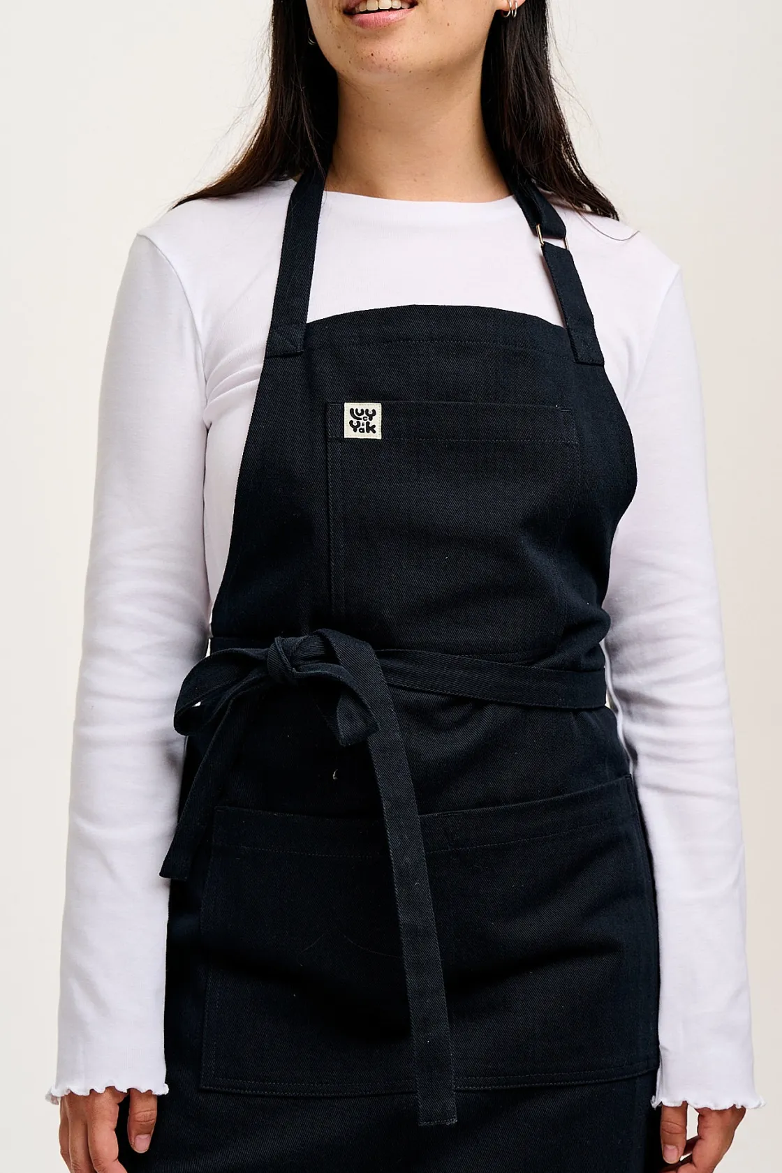 Lucy & Yak Ada - Heavyweight Cotton Apron in Black Hot
