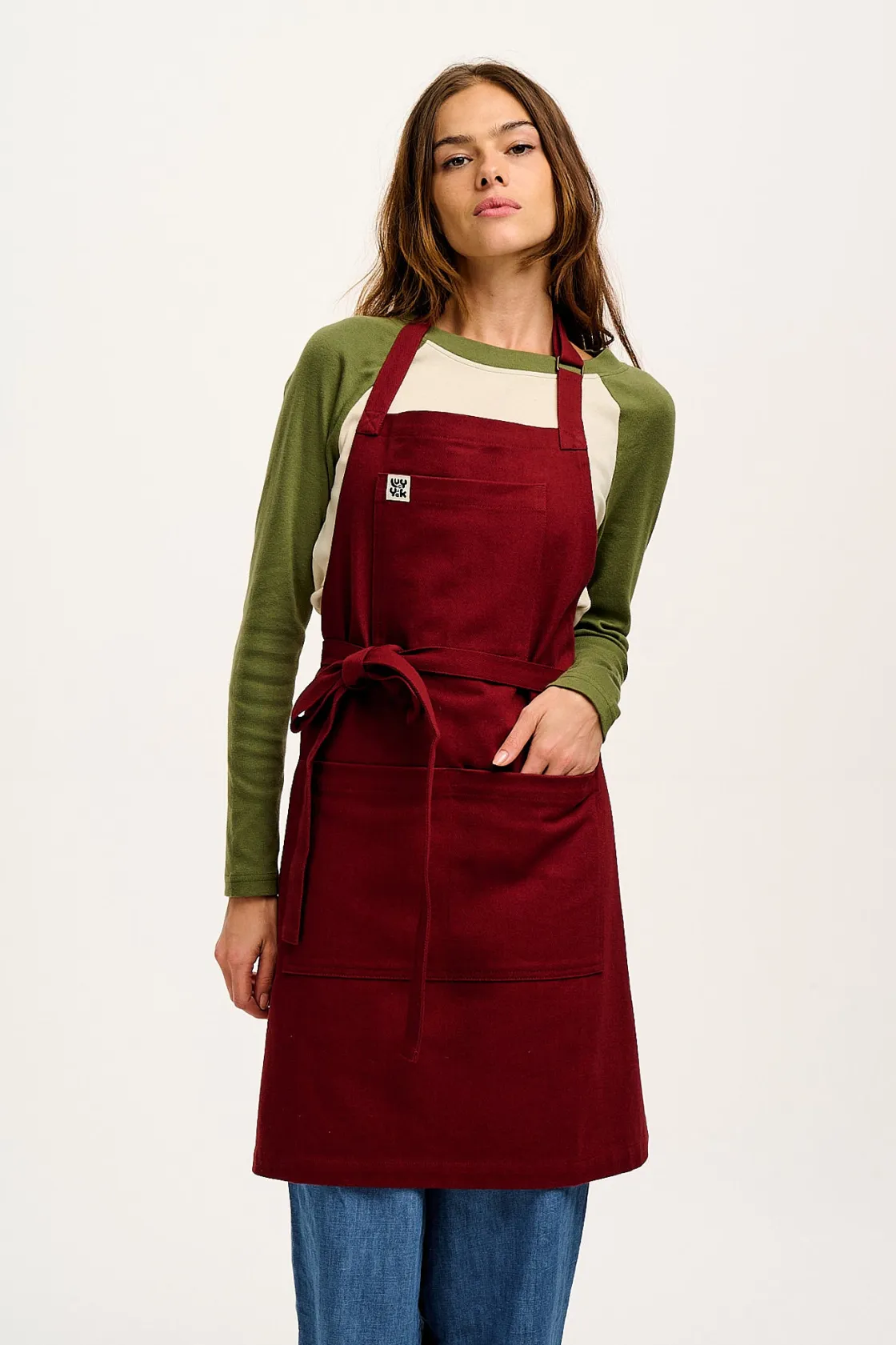 Lucy & Yak Ada - Heavyweight Cotton Apron in Maroon Best