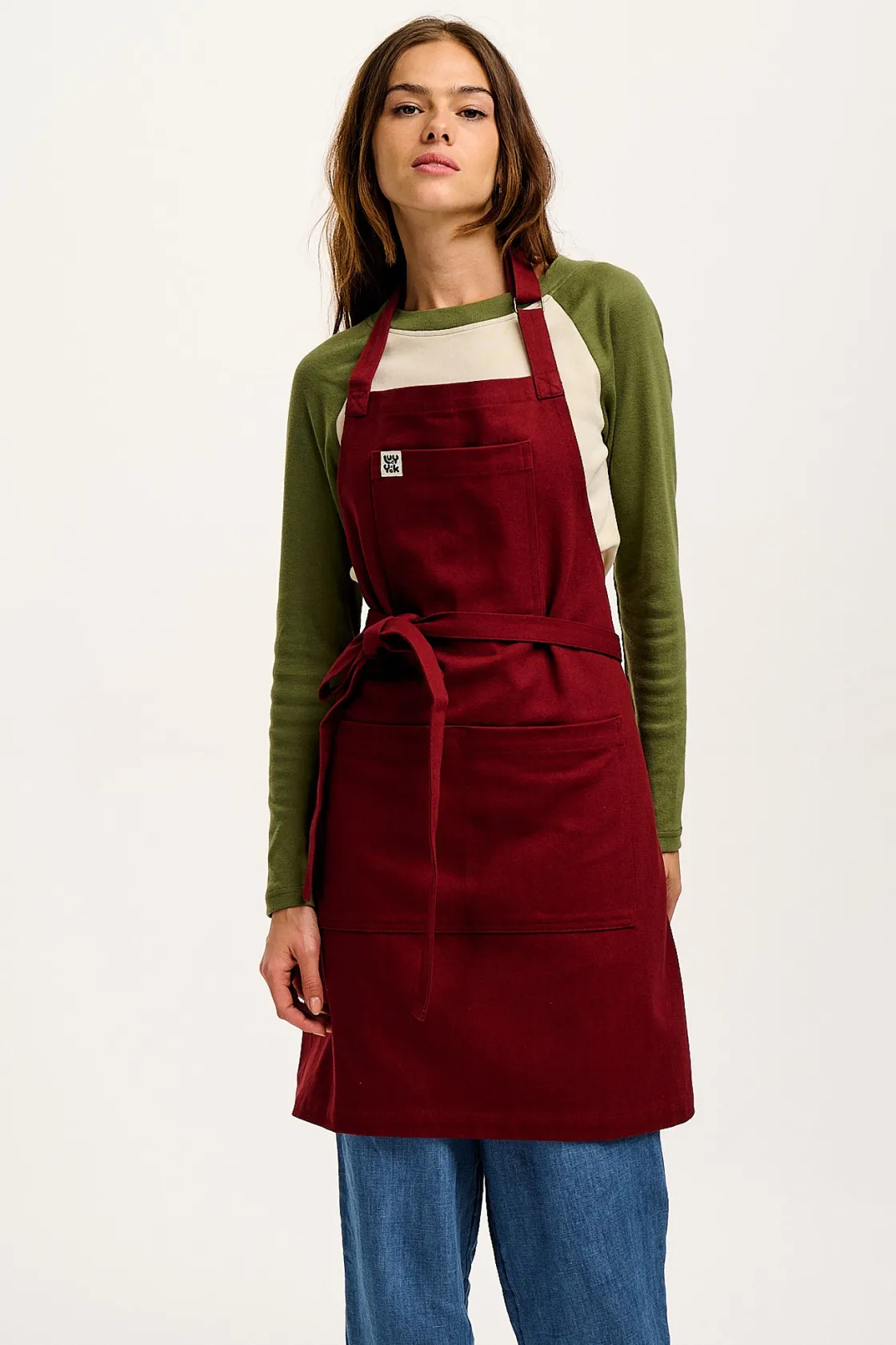 Lucy & Yak Ada - Heavyweight Cotton Apron in Maroon Best