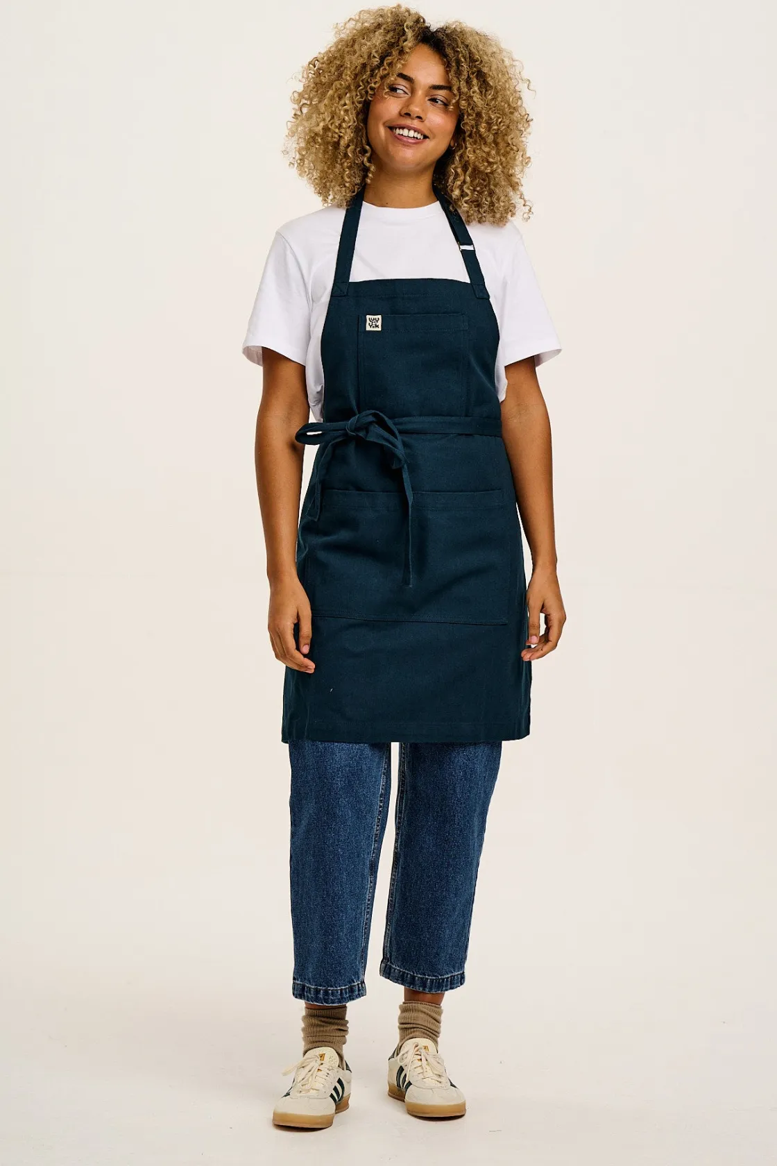 Lucy & Yak Ada - Midweight Cotton Apron in Navy New