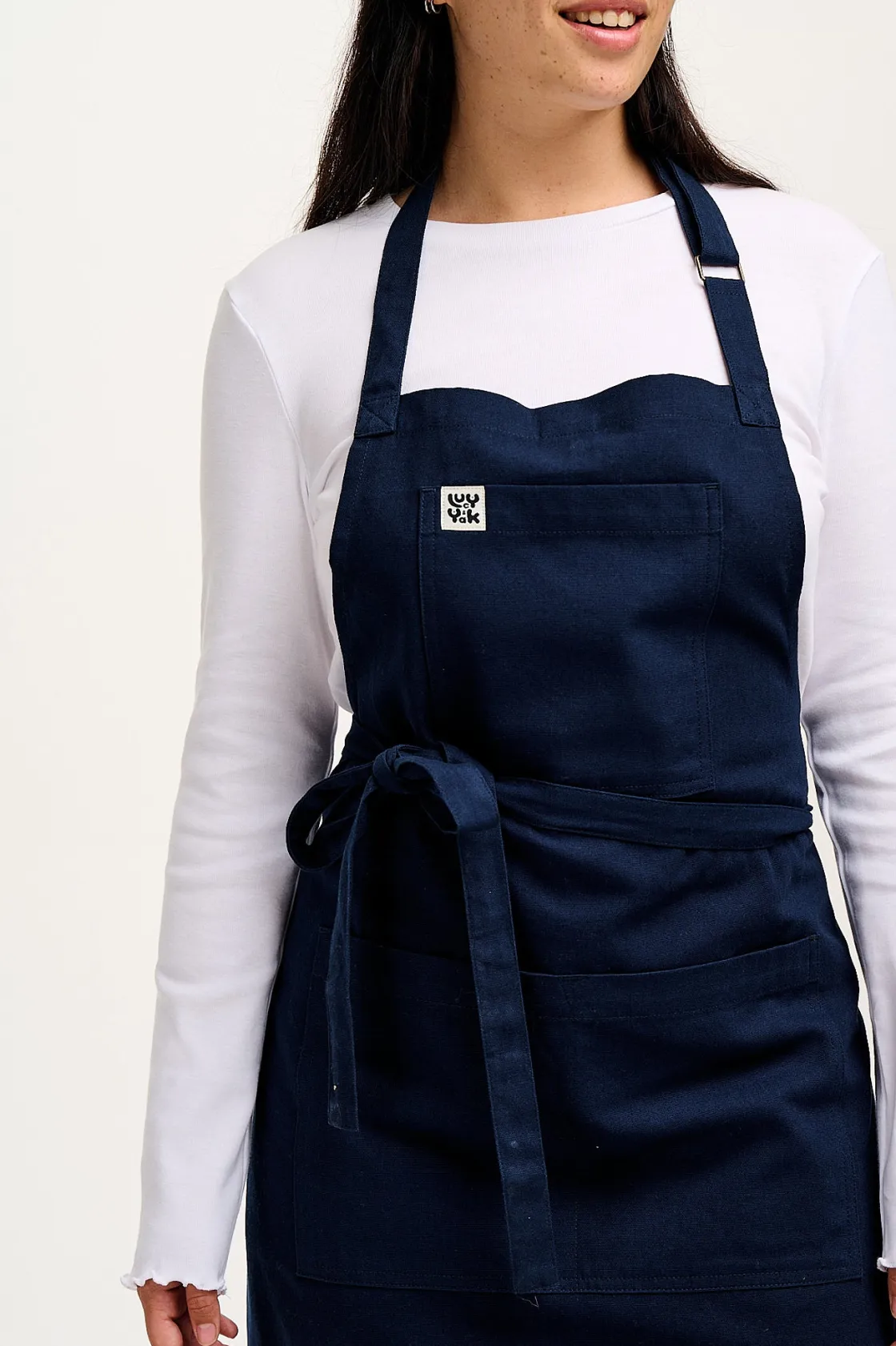 Lucy & Yak Ada - Midweight Cotton Apron in Navy New