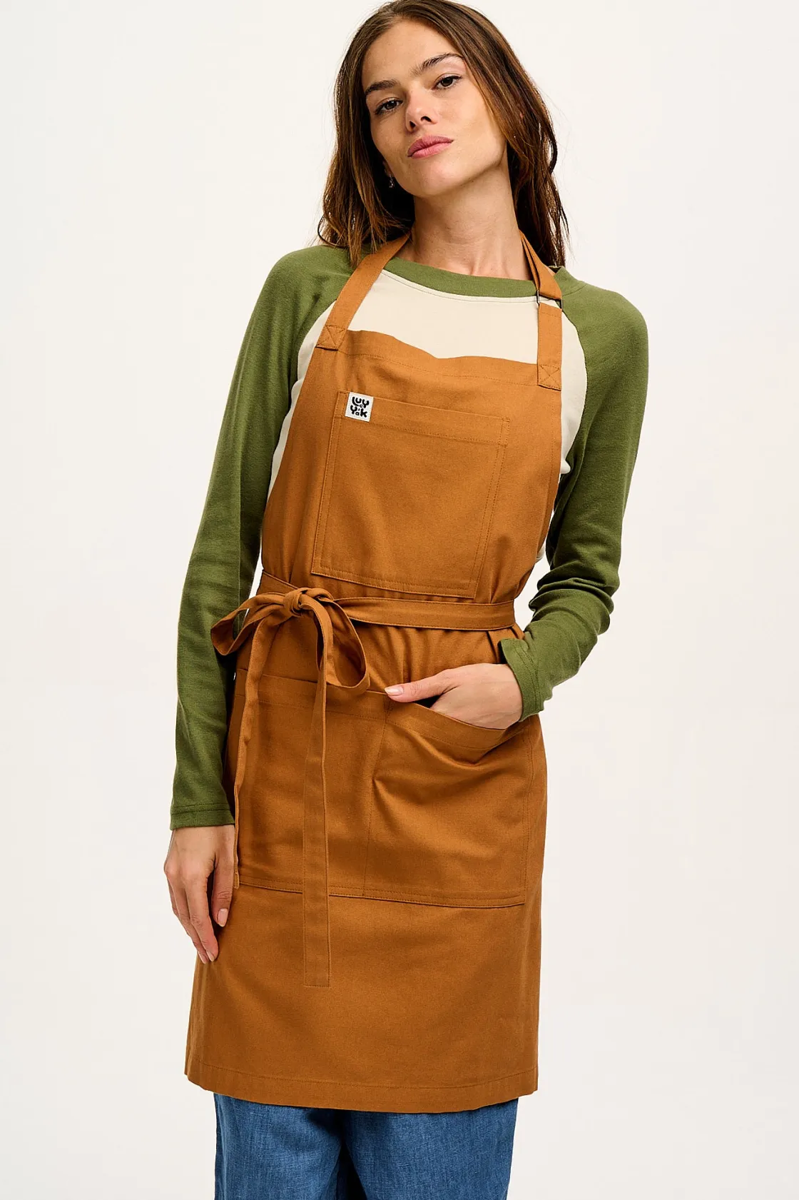 Lucy & Yak Ada - Midweight Cotton Apron in Tan Hot