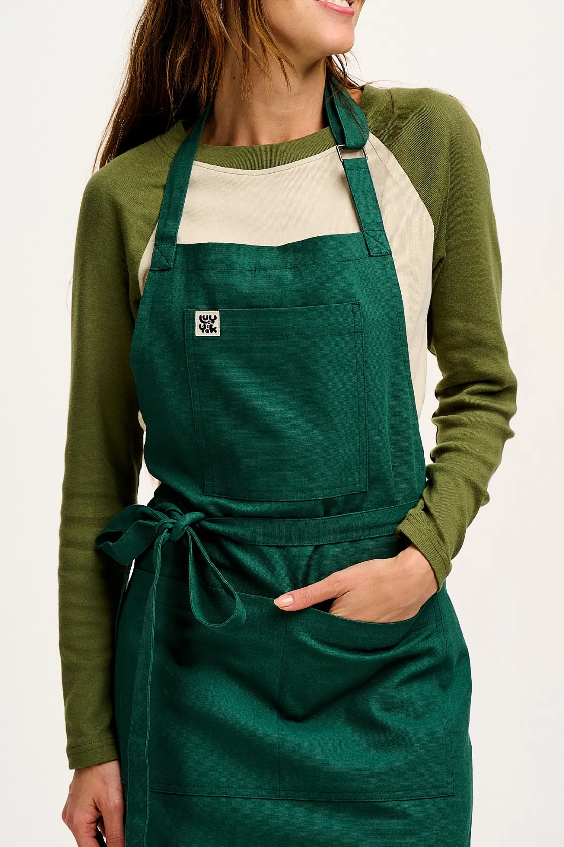 Lucy & Yak Ada - Midweight Cotton Apron in Posy Green Online