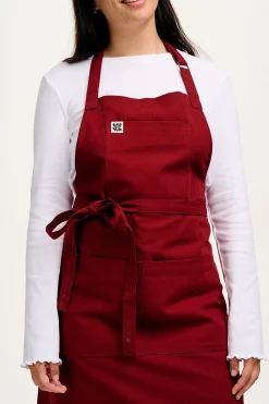 Lucy & Yak Ada - Midweight Cotton Apron in Maroon Online