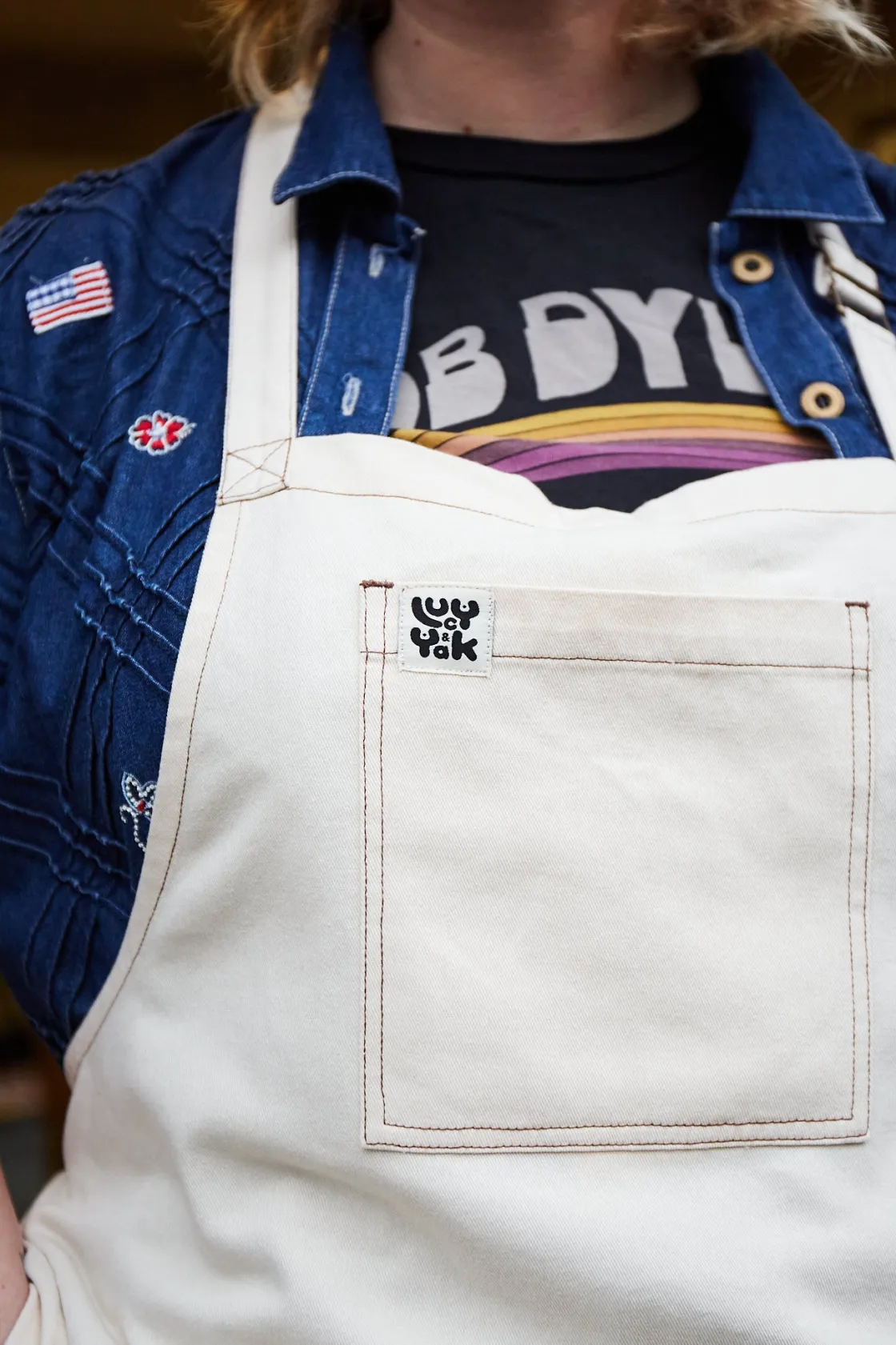 Lucy & Yak Ada - Twill Apron in Ecru Hot