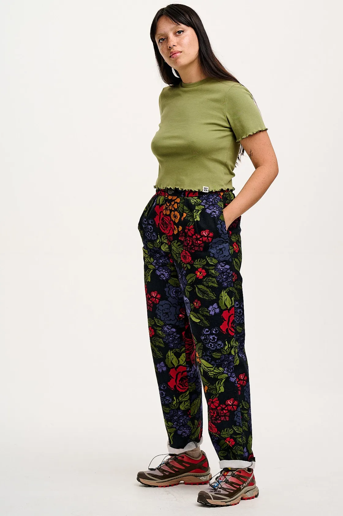 Lucy & Yak Addison - Tapered Twill Trousers in Maria Print Sale
