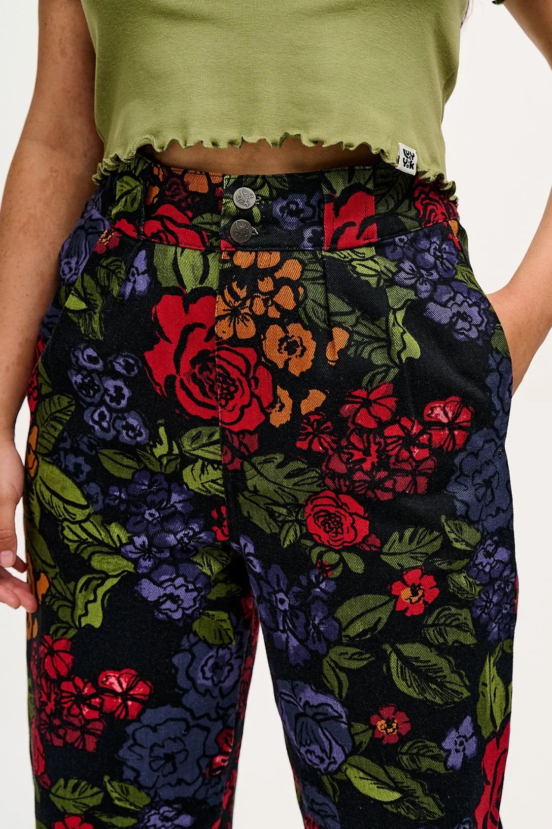 Lucy & Yak Addison - Tapered Twill Trousers in Maria Print Sale