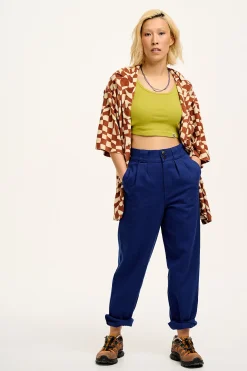 Lucy & Yak Addison - Tapered Twill Trousers in Sapphire Blue New