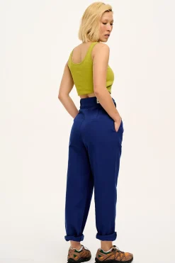 Lucy & Yak Addison - Tapered Twill Trousers in Sapphire Blue New