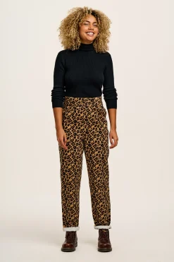 Lucy & Yak Addison - Tapered Twill Trousers in Leopard Print Outlet