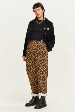 Lucy & Yak Addison - Tapered Twill Trousers in Leopard Print Outlet