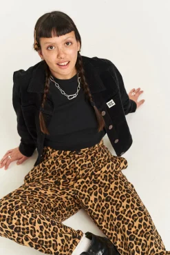 Lucy & Yak Addison - Tapered Twill Trousers in Leopard Print Outlet