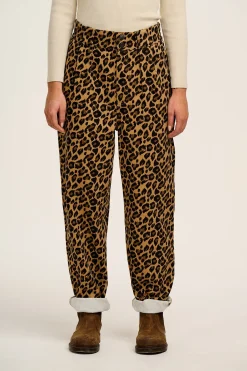 Lucy & Yak Addison - Tapered Twill Trousers in Leopard Print Outlet