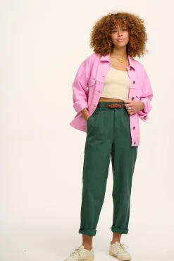 Lucy & Yak Addison - Tapered Twill Trousers in Posy Green Discount