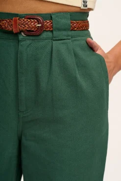 Lucy & Yak Addison - Tapered Twill Trousers in Posy Green Discount