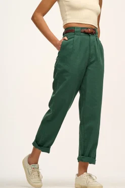 Lucy & Yak Addison - Tapered Twill Trousers in Posy Green Discount