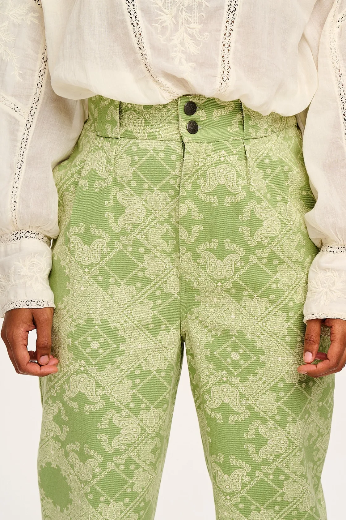 Lucy & Yak Addison - Tapered Twill Trousers in Eldorado Print Fashion