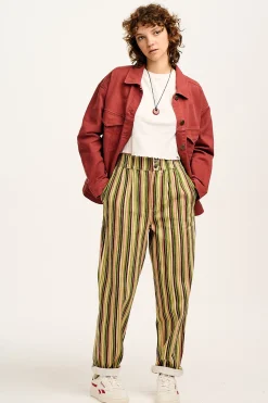 Lucy & Yak Addison - Tapered Twill Trousers in Elm Stripe Online