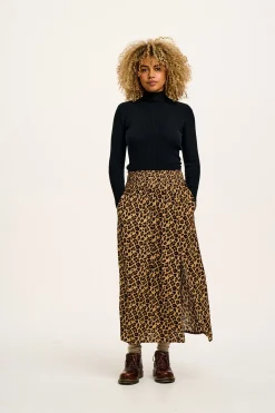 Lucy & Yak Aiden - Roll Neck Knitted Cotton Top in Black Discount