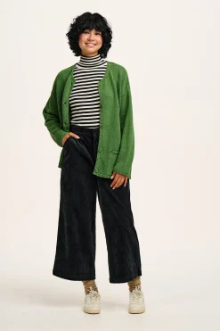 Lucy & Yak Aiden - Roll Neck Knitted Cotton Top in Black & White Stripe Hot