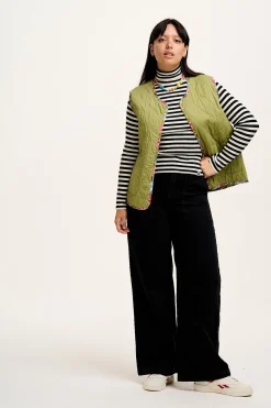 Lucy & Yak Aiden - Roll Neck Knitted Cotton Top in Black & White Stripe Hot