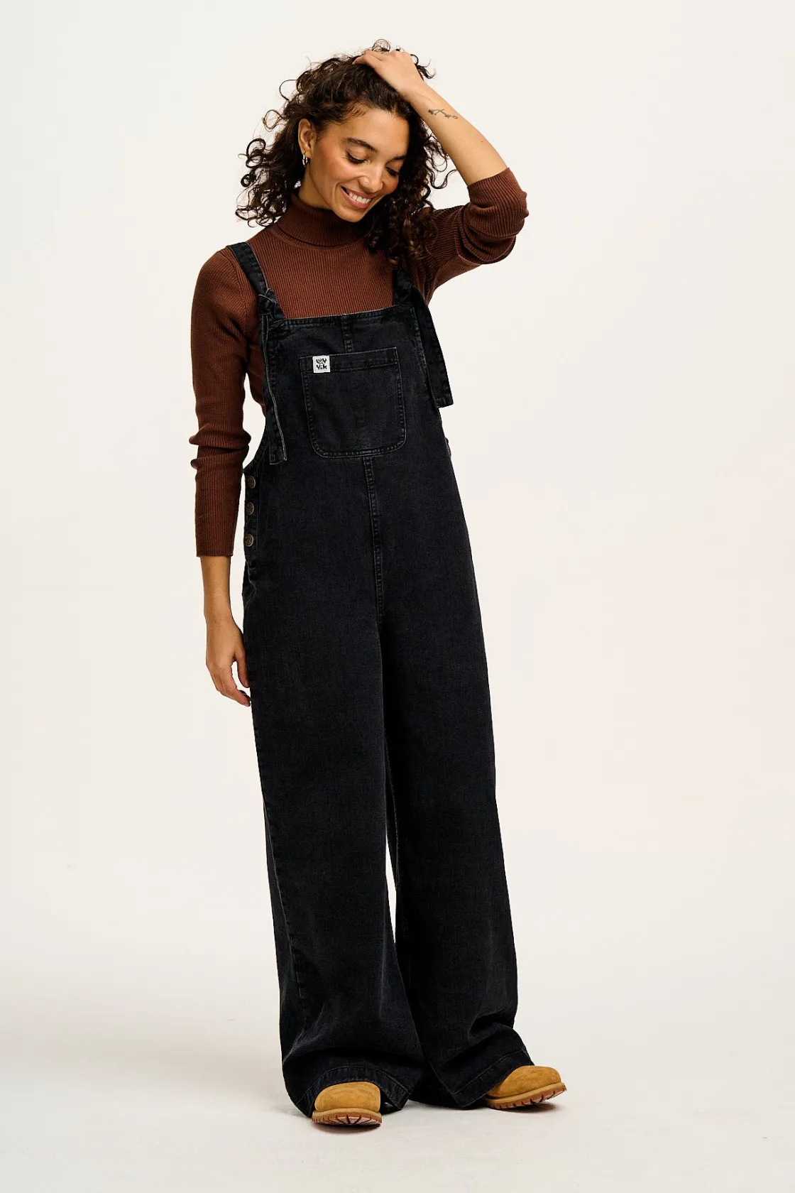Lucy & Yak Aiden - Roll Neck Knitted Top in Mocha Brown Clearance