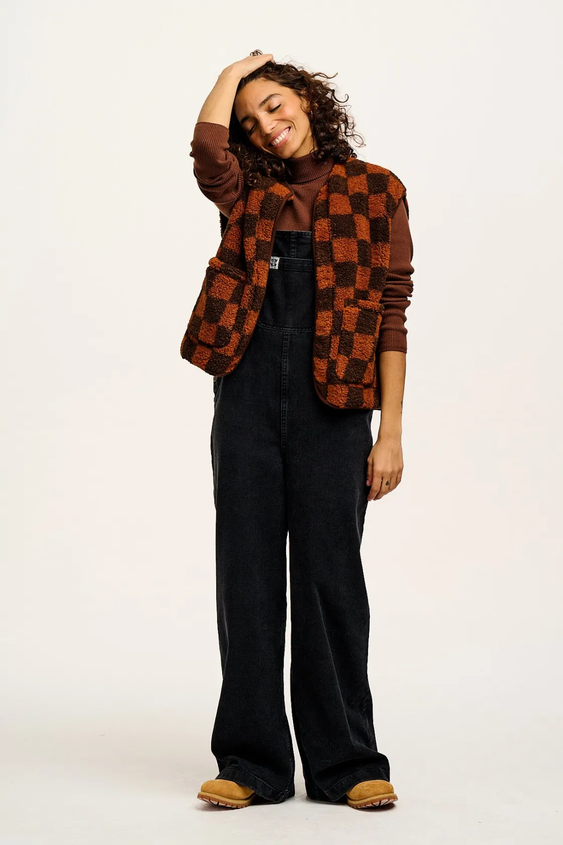 Lucy & Yak Aiden - Roll Neck Knitted Top in Mocha Brown Clearance