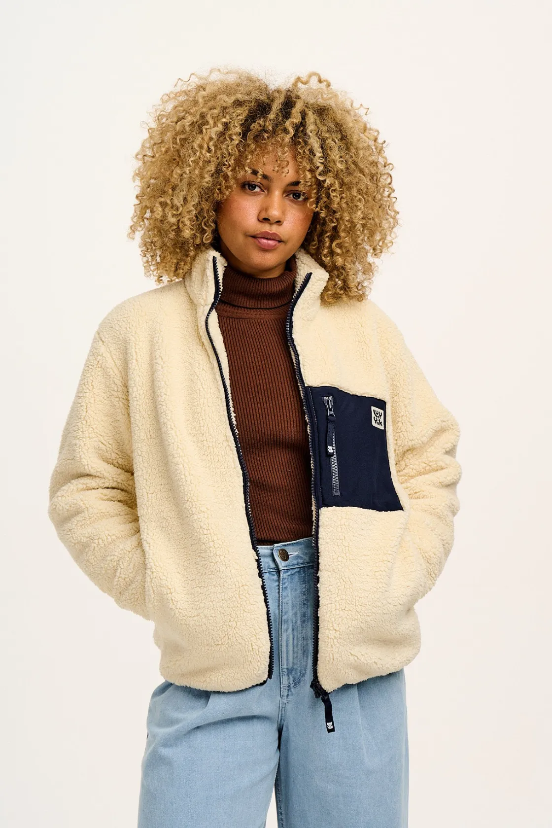 Lucy & Yak Aiden - Roll Neck Knitted Top in Mocha Brown Clearance