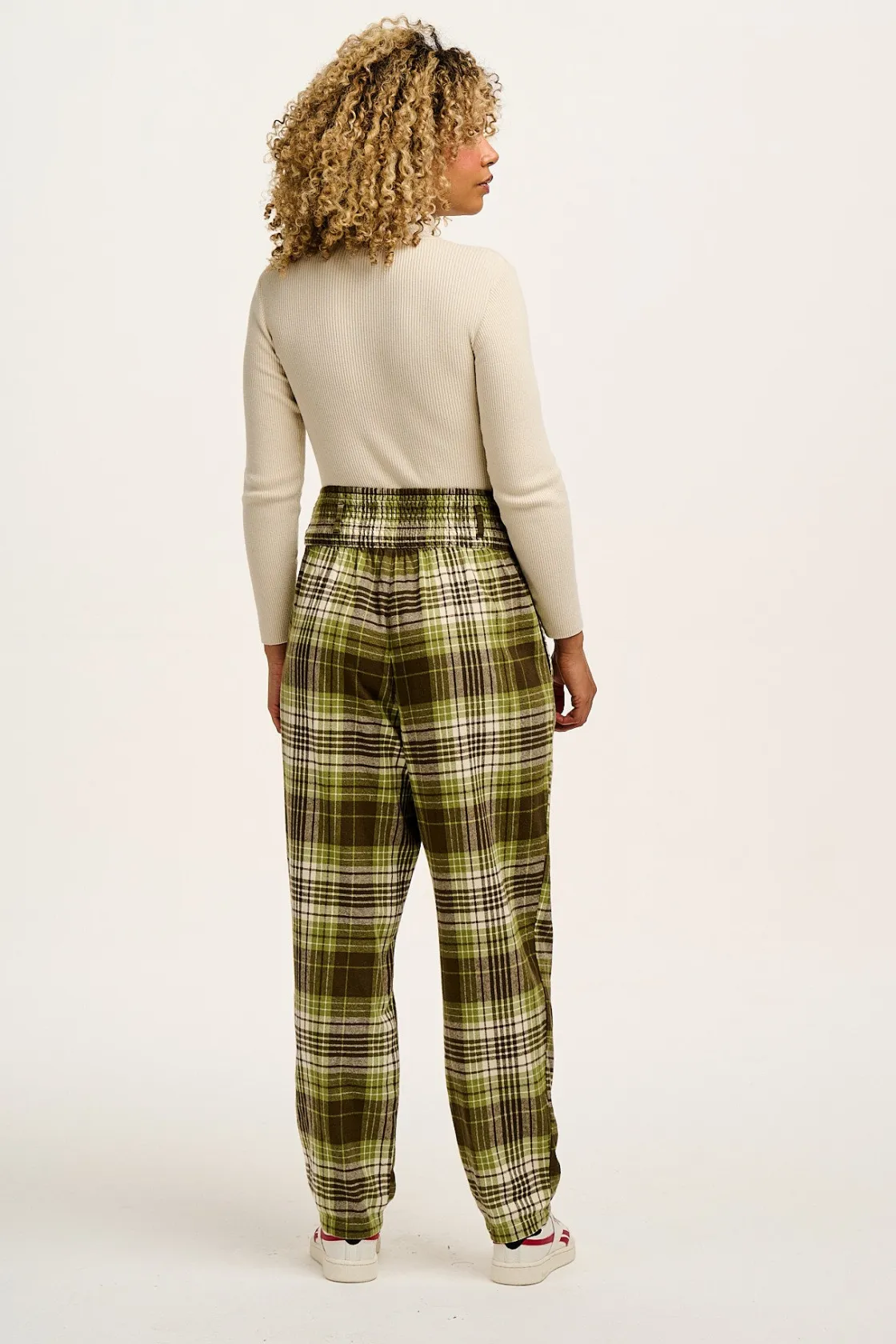 Lucy & Yak Alexa - Brushed Cotton Trousers in Green Forest Tartan Fashion
