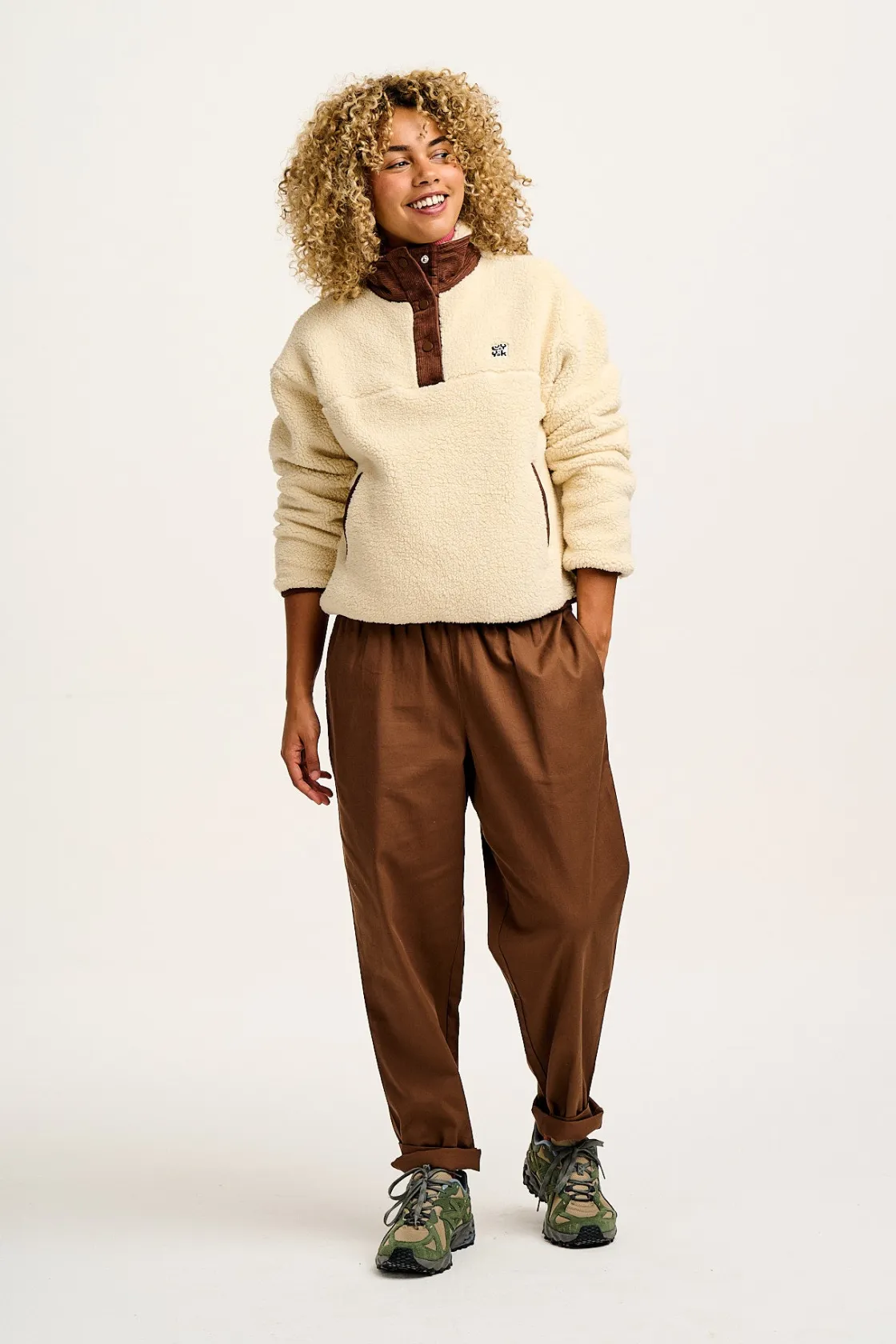 Lucy & Yak Alexa - Cotton Trousers in Cocoa Brown Discount