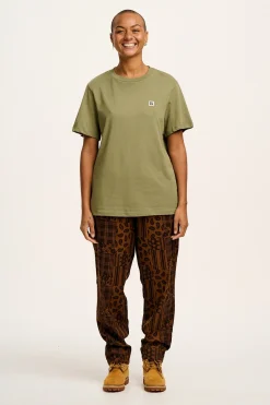 Lucy & Yak Alexa - Cotton Trousers in Brown Penny Patchwork Print Hot