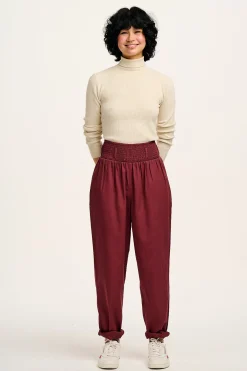Lucy & Yak Alexa - Cotton Trousers in Merlot Red Best