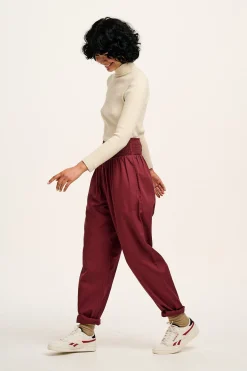 Lucy & Yak Alexa - Cotton Trousers in Merlot Red Best