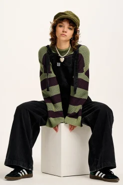 Lucy & Yak Ali - Slouchy Denim Dungarees in Washed Black Clearance