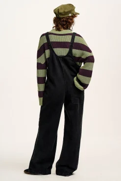 Lucy & Yak Ali - Slouchy Denim Dungarees in Washed Black Clearance