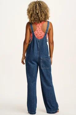 Lucy & Yak Ali - Slouchy Denim Dungarees in Mid Wash Blue New