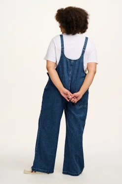 Lucy & Yak Ali - Slouchy Denim Dungarees in Mid Wash Blue New