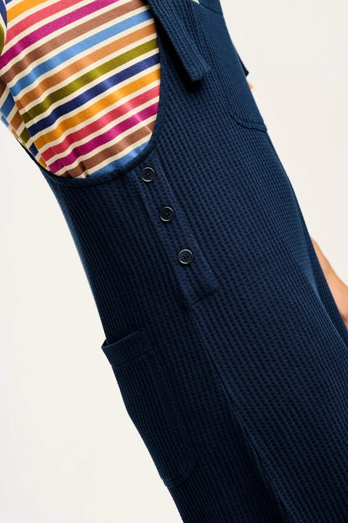 Lucy & Yak Ali - Slouchy Waffle Cotton Dungarees in Varsity Blue Best