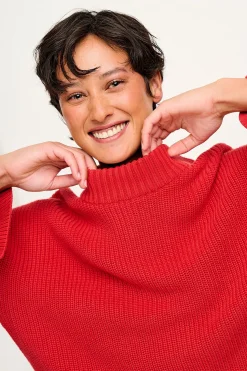 Lucy & Yak Amari - Oversized Knitted Jumper in Red Outlet