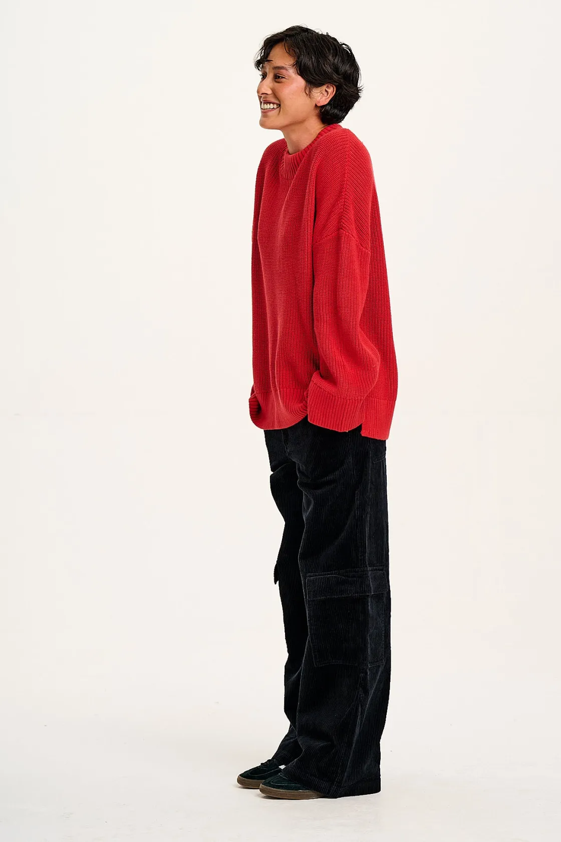 Lucy & Yak Amari - Oversized Knitted Jumper in Red Outlet