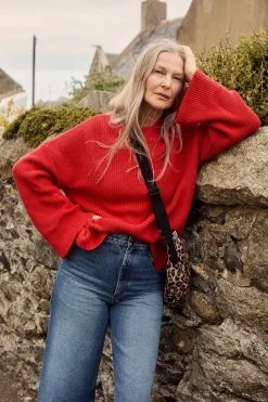 Lucy & Yak Amari - Oversized Knitted Jumper in Red Outlet