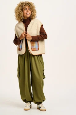 Lucy & Yak Aubrey - Borg Fleece Gilet in Ecru & Brown Fashion