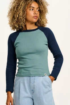 Lucy & Yak Avi - Long Sleeve Raglan Tee in Varsity Block New