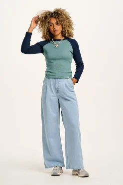 Lucy & Yak Avi - Long Sleeve Raglan Tee in Varsity Block New