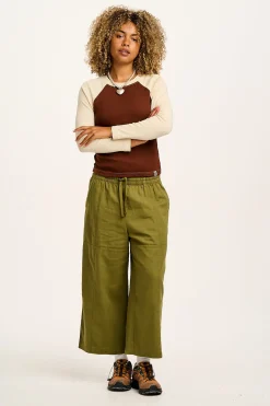 Lucy & Yak Avi - Long Sleeve Raglan Tee in Cream & Brown Block Discount